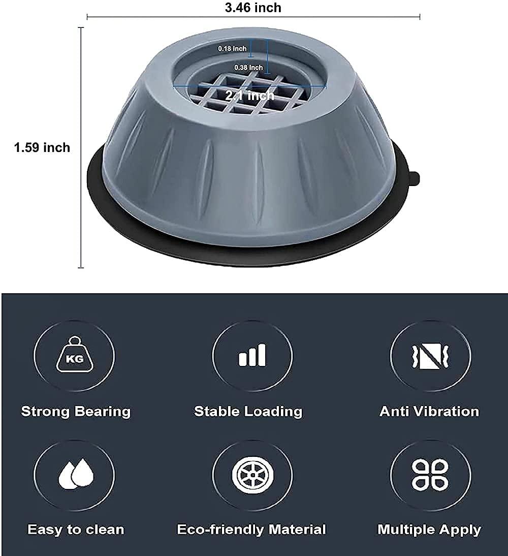 SpinnGuard Anti-Vibration Foot Pads - Foot Pads for Washing Machines Dryer, Great For Home, Laundry Room, Kitchen, Washer, Dryer, Table, Chair, Sofa, Bed (4 Units)