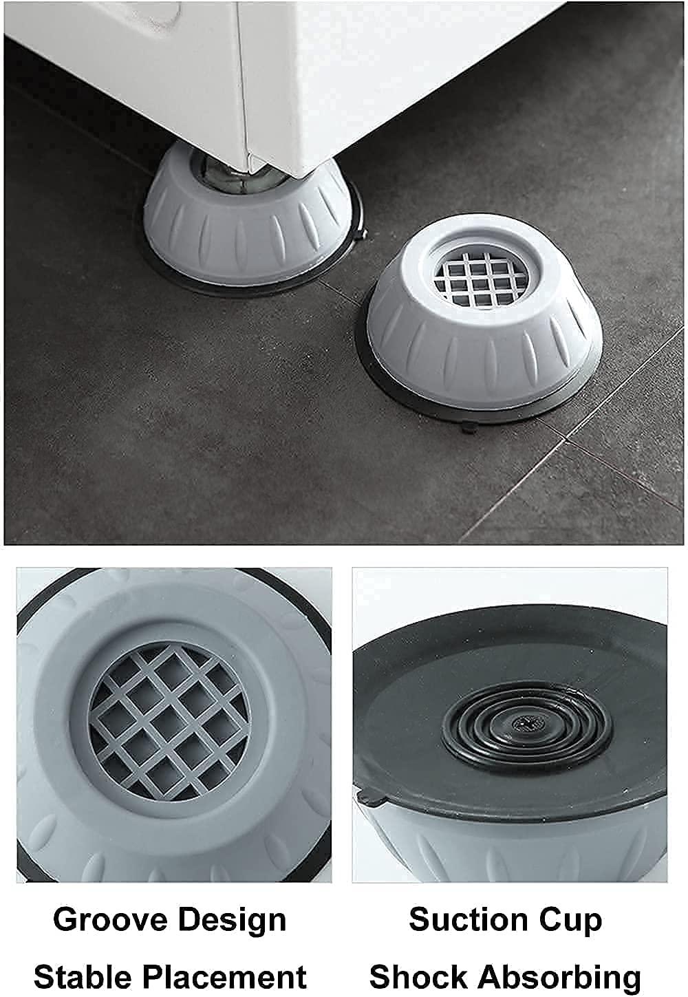 SpinnGuard Anti-Vibration Foot Pads - Foot Pads for Washing Machines Dryer, Great For Home, Laundry Room, Kitchen, Washer, Dryer, Table, Chair, Sofa, Bed (4 Units)