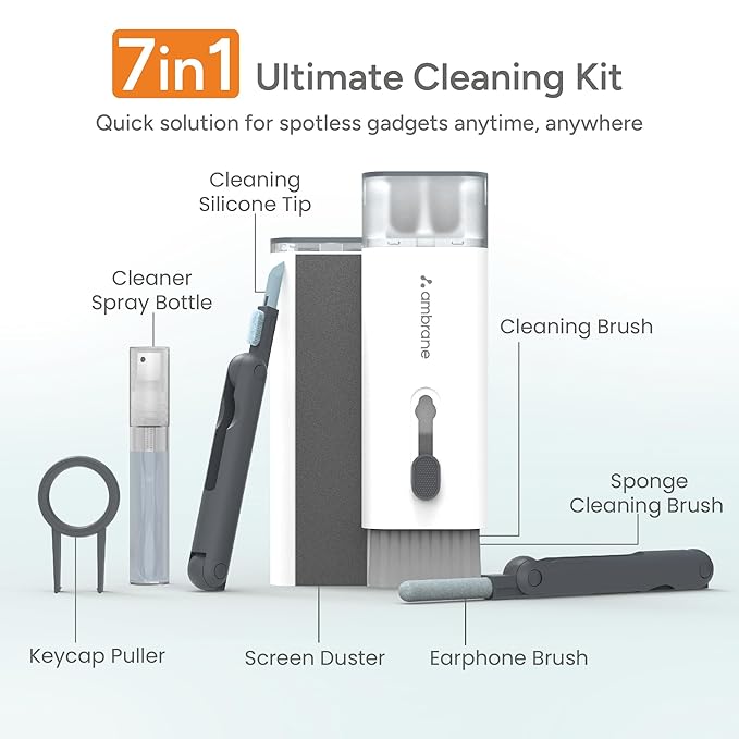 CleanMaxx Pro 7-in-1 Multi-Purpose Electronic Cleaning Kit for Laptop, Phone Keyboard, Screen & Earbuds with Free Screen Cleaner